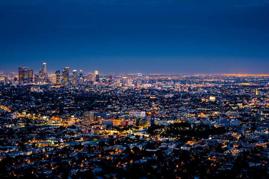 Los Angeles city lights spreading to the horizon at night